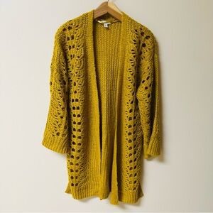 Cato Mustard Open Knit Cardigan